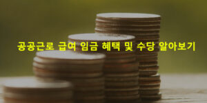 공공근로 급여 임금 혜택 및 수당 알아보기