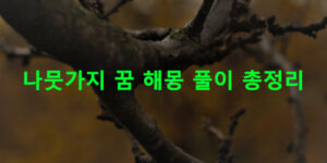 나뭇가지 꿈 해몽 풀이 총정리
