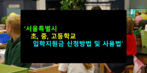 서울특별시 입학준비금 초, 중, 고등학교 지원금 신청방법 및 사용법