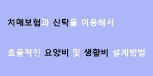 치매보험과 신탁을 이용해서 효율적인 요양비 및 생활비 설계방법