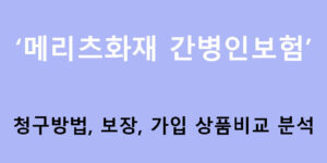 메리츠화재 간병인보험 청구방법, 보장, 가입 상품비교 분석