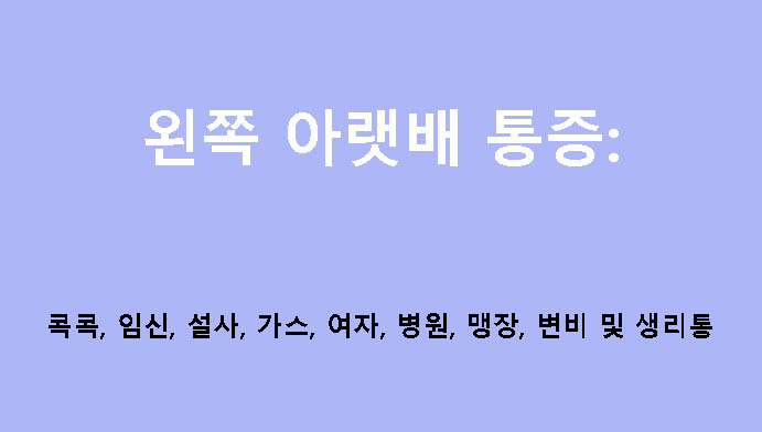 왼쪽 아랫배 통증: 콕콕, 임신, 설사, 가스, 여자, 병원, 맹장, 변비 및 생리통