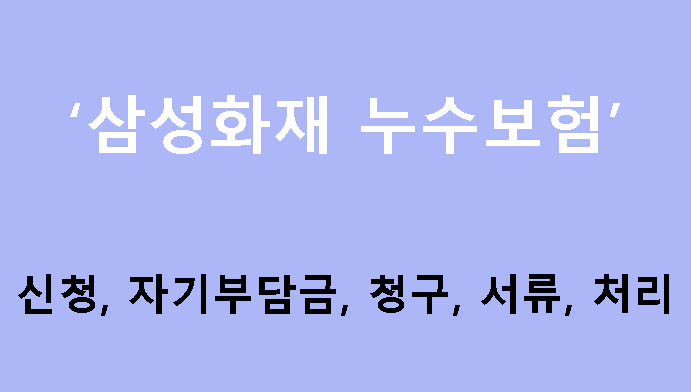 삼성화재 누수보험 신청, 자기부담금, 청구, 서류, 처리
