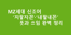 MZ세대 신조어 ‘지팔지꼰’·‘내팔내꼰’ 뜻과 쓰임 완벽 정리