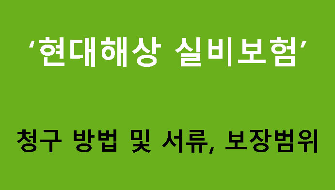 현대해상 실비보험(실손의료비보장보험): 청구 방법 및 서류, 보장범위