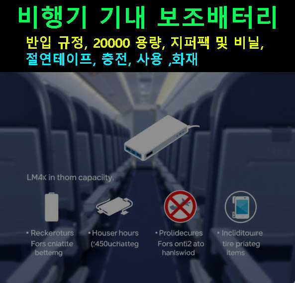 비행기 기내 보조배터리 반입 규정, 20000 용량, 지퍼팩 및 비닐, 절연테이프, 충전, 사용 ,화재