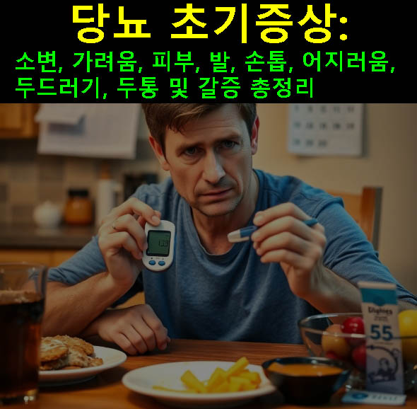 당뇨 초기증상: 소변, 가려움, 피부, 발, 손톱, 어지러움, 두드러기, 두통 및 갈증 총정리  