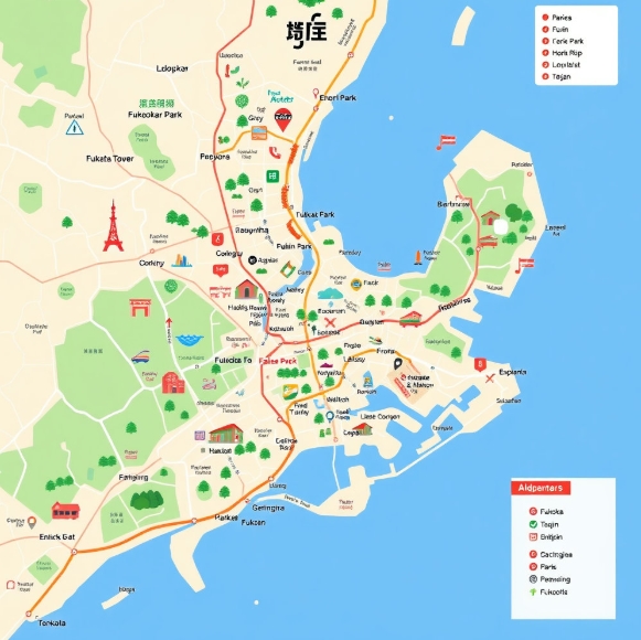 후쿠오카 여행 지도