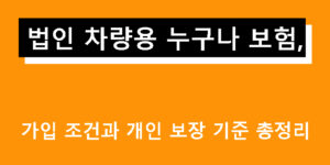 법인 차량용 누구나 보험, 가입 조건과 개인 보장 기준 총정리