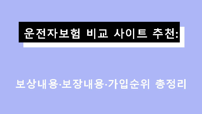 운전자보험 비교 사이트 추천: 보상내용·보장내용·가입순위 총정리