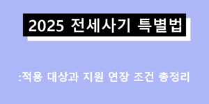 2025 전세사기 특별법: 적용 대상과 지원 연장 조건 총정리