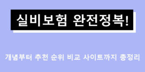 실비보험 완전정복! 개념부터 추천 순위 비교 사이트까지 총정리