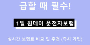 급할 때 필수! 1일 원데이 운전자보험 실시간 보험료 비교 및 추천 (즉시 가입)