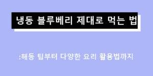 냉동 블루베리 제대로 먹는 법: 해동 팁부터 다양한 요리 활용법까지