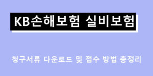 KB손해보험 실비보험 청구서류 다운로드 및 접수 방법 총정리