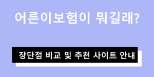 어른이보험이 뭐길래? 장단점 비교 및 추천 사이트 안내