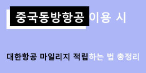 중국동방항공 이용 시 대한항공 마일리지 적립하는 법 총정리