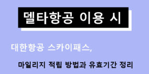 델타항공 이용 시 대한항공 스카이패스 마일리지 적립 방법과 유효기간 정리