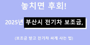 놓치면 후회! 2025년 부산시 전기차 보조금, 보조금 받고 전기차 싸게 사는 법