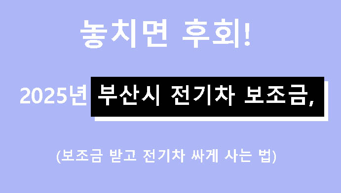 놓치면 후회! 2025년 부산시 전기차 보조금, 보조금 받고 전기차 싸게 사는 법