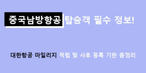 중국남방항공 탑승객 필수 정보! 대한항공 마일리지 적립 및 사후 등록 기한 총정리