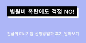 병원비 폭탄에도 걱정 NO! 긴급의료비지원 신청방법과 후기 알아보기
