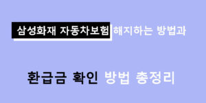 삼성화재 자동차보험 해지하는 방법과 환급금 확인 방법 총정리