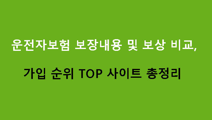 운전자보험 보장내용 및 보상 비교, 가입 순위 TOP 사이트 총정리