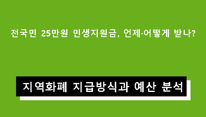 전국민 25만원 민생지원금, 언제·어떻게 받나? 지역화폐 지급방식과 예산 분석