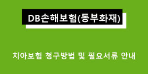 DB손해보험(동부화재) 치아보험 청구방법 및 필요서류 안내