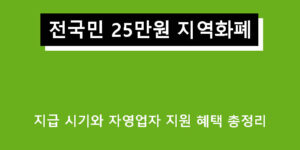 전국민 25만원 지역화폐 지급 시기와 자영업자 지원 혜택 총정리