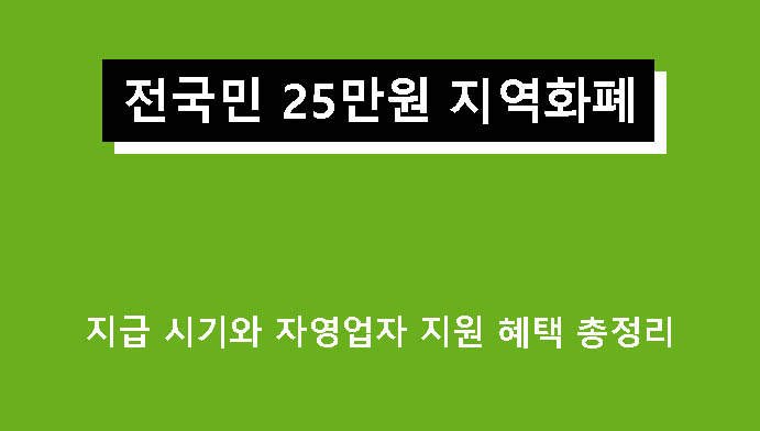 전국민 25만원 지역화폐 지급 시기와 자영업자 지원 혜택 총정리