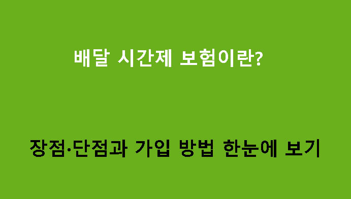 배달 시간제 보험이란? 장점·단점과 가입 방법 한눈에 보기