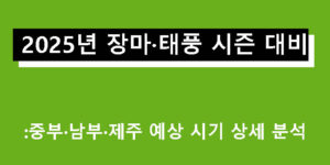 2025년 장마·태풍 시즌 대비: 중부·남부·제주 예상 시기 상세 분석
