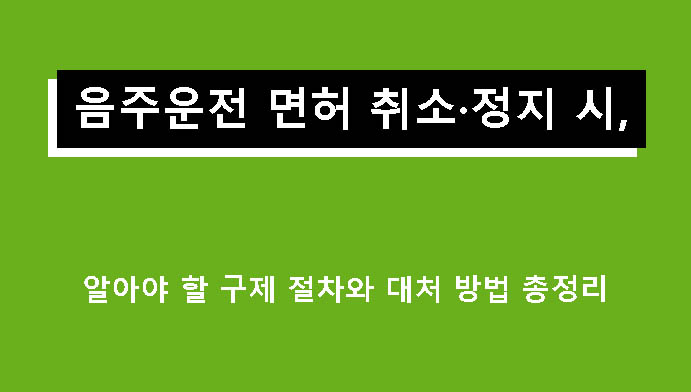 음주운전 면허 취소·정지 시 알아야 할 구제 절차와 대처 방법 총정리