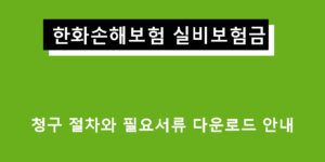 한화손해보험 실비보험금 청구 절차와 필요서류 다운로드 안내