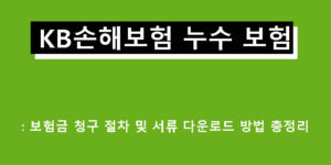 KB손해보험 누수 보험: 보험금 청구 절차 및 서류 다운로드 방법 총정리