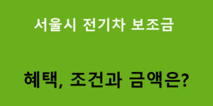 서울시 전기차 보조금 혜택, 조건과 금액은?
