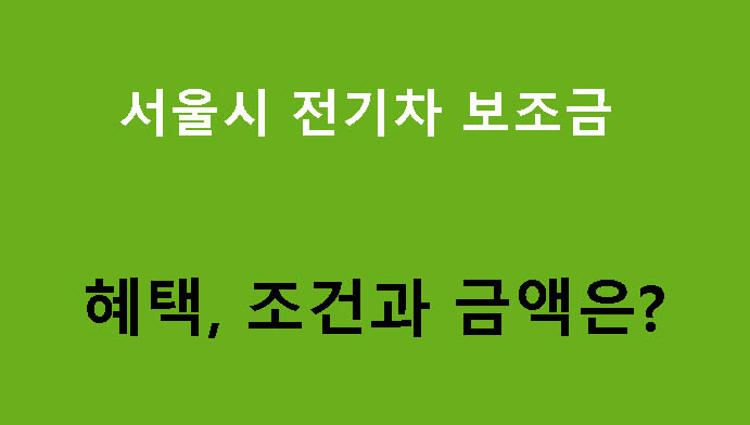서울시 전기차 보조금 혜택, 조건과 금액은?