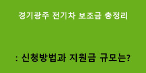 경기광주 전기차 보조금 총정리: 신청방법과 지원금 규모는?