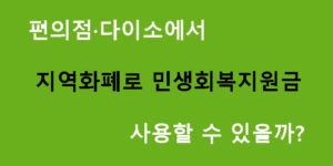 편의점·다이소에서 지역화폐로 민생회복지원금 사용할 수 있을까요?