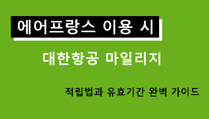 에어프랑스 이용 시 대한항공 마일리지 적립법과 유효기간 완벽 가이드