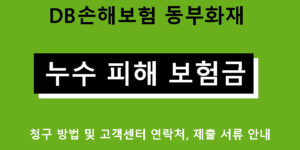 DB손해보험 동부화재 누수 피해 보험금 청구 방법 및 고객센터 연락처, 제출 서류 안내