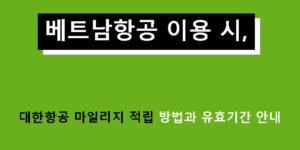 베트남항공 이용 시 대한항공 마일리지 적립 방법과 유효기간 안내
