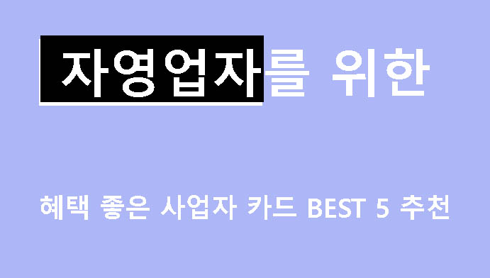 자영업자를 위한 혜택 좋은 사업자 카드 BEST 5 추천
