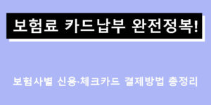 보험료 카드납부 완전정복! 보험사별 신용·체크카드 결제방법 총정리