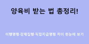 양육비 받는 법 총정리! 이행명령·강제집행·직접지급명령 차이 한눈에 보기