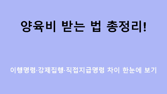 양육비 받는 법 총정리! 이행명령·강제집행·직접지급명령 차이 한눈에 보기