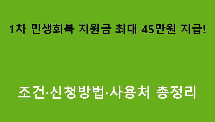 1차 민생회복 지원금 최대 45만원 지급! 조건·신청방법·사용처 총정리