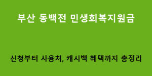 부산 동백전 민생회복지원금 신청부터 사용처, 캐시백 혜택까지 총정리